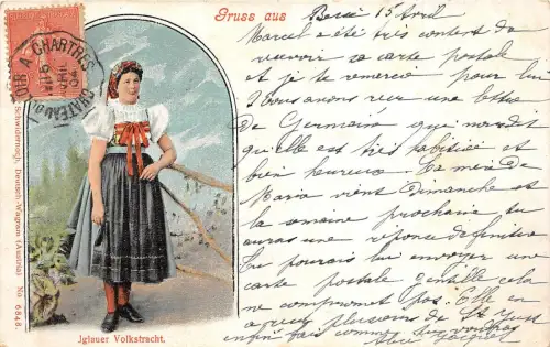 B64644 Jglauer Volkstracht Trachten Typen Folklore Tschechien