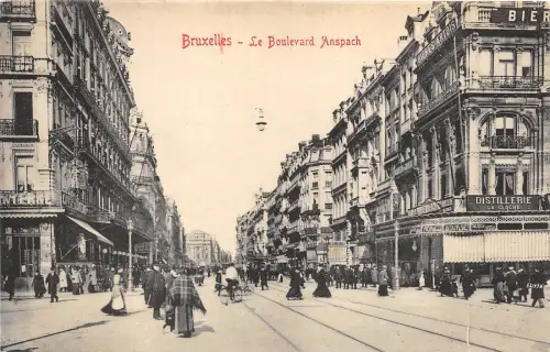 B4006 Belgien Bruxelles Le Boulevard Anspach 1911 Front/Back Scan