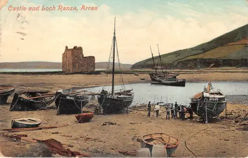 Lot363 Uk Castle and Loch Ranza Arran Schottland Boot Fischer animiert