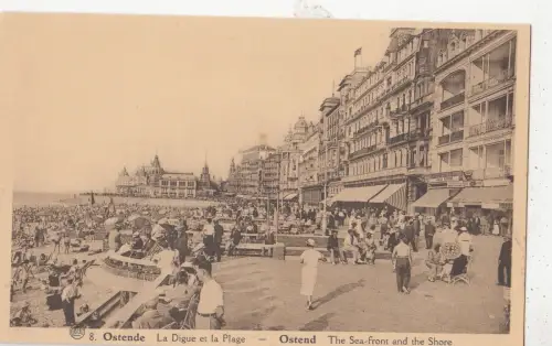 BF19374 ostende la digue et la plage belgien front/back image