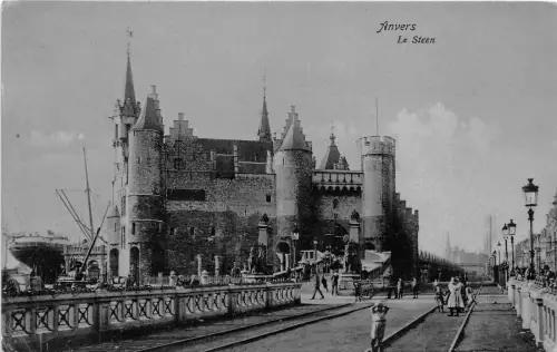 B2688 Belgien Anvers Le Steen Animated PPC gebraucht 1908 Front/Back Scan