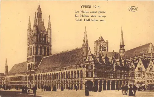 BR40135 ypres les halles avant guerre belgien Belgien