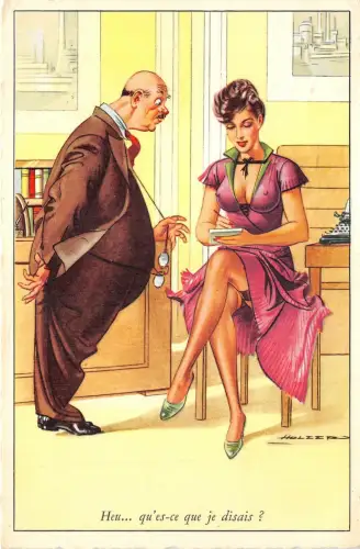 Lot116 äh was sagte ich Comic Mann starrt auf eine hübsche Frau Postkarte