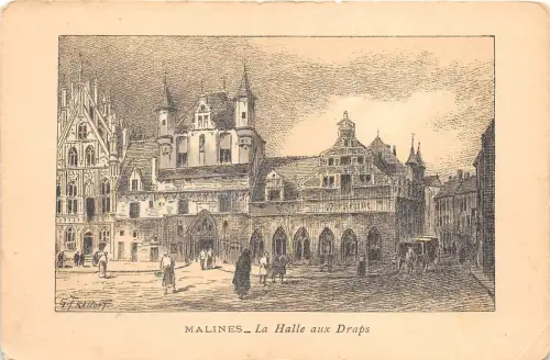 B94712 malines la halle aux draps postkarte belgien