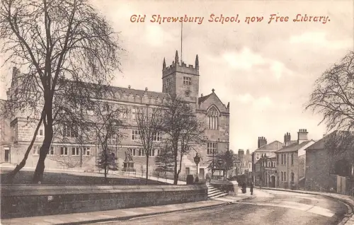 uk33624 free library old shrewsbury school real photo uk