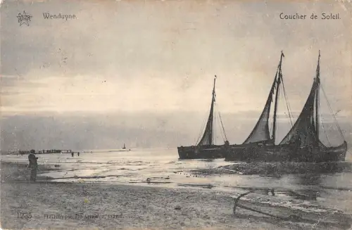 BR55438 Coucher de Soleil Schiffsbateaux Wenduine Belgien