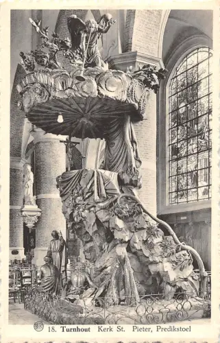 BG34481 Weiche Kerk St Pieter Predikstoel Postkarte Belgien