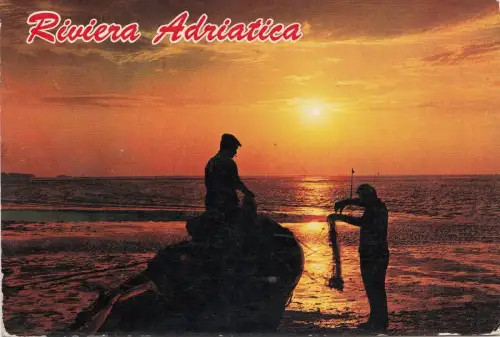 BF23330 riviera adriatica pescadtori al tramonto italy front/back image