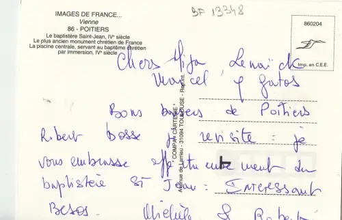 BF13348 poitiers le baptistere saint jean france front/back image