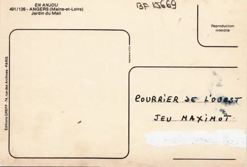 BF15669 jardin du mail angers france front/back image