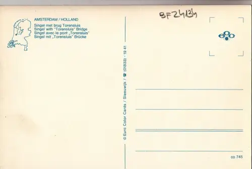 BF24134 amsterdam netherland singel met brug torensluis front/back image