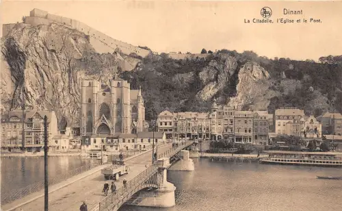 B93557 dinant la citadele l eglise et le pont ship bateaux truck belgien