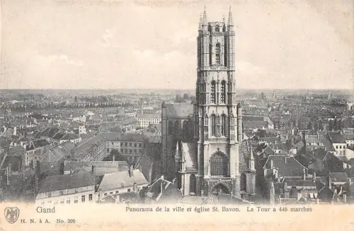 BR55084 panorama de la ville et eglise st Bavon Gand belgien