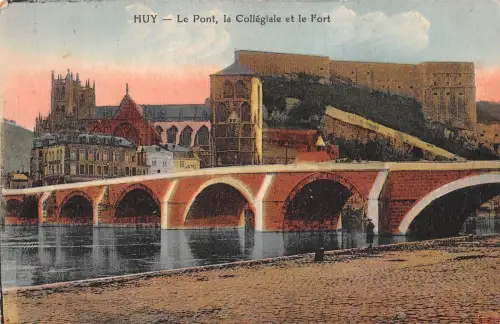 BR55147 Le pont la collegiale et le Fort Huy belgien