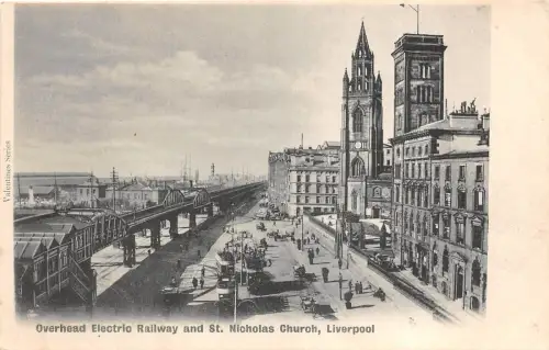 Lot370 Uk electric railway and st nicholas church liverpool