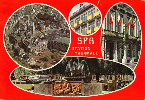 B108925 Belgien Kurstation Therme Kirche Brunnenwagen Panorama