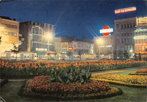 B108939 Belgien Antwerpen Place Reine Astrid La Nuit Square Nachtansicht