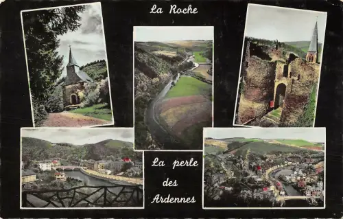 B109102 Belgien Kapelle La Roche en Ardenne, Schloss Kapelle Flussbrücke