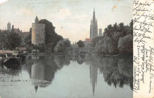 B105286 Belgien Brügge Le lac d'Armour Seeturmkirche