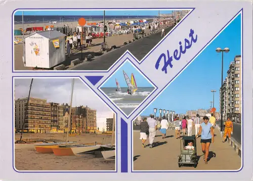 B110717 Belgien Grüße von Heist Strandpromenade Plage Boote Bateaux