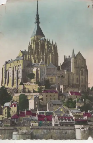 BF31727 mont saint michel manche l eglise abbatiale et l france front/back image