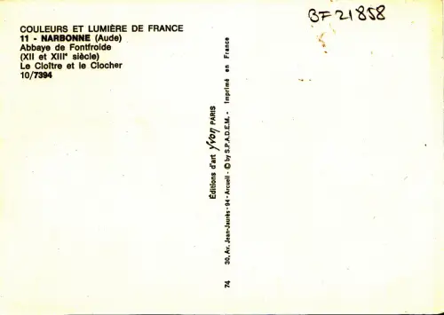 BF21858 abbaye de fontfroide le cloitre narbonne france front/back image