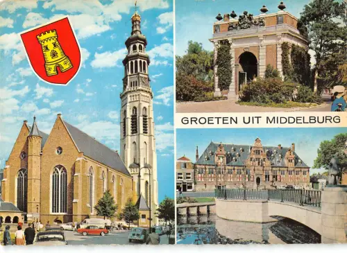 B109509 Belgien Groeten uit Middleburg Kirche, Eglise Bogen Schlossbrücke