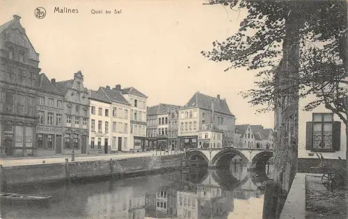 B107358 Belgien Malines Quai au Sel Flussbrücke Pont Echtfoto UK