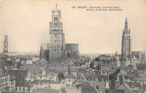 B107431 Belgien Brügge Panorama Les Trois Tours Beffroi Echtfoto UK
