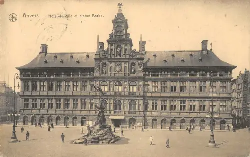 B105738 Belgien Anvers Hotel de Ville et Statue Brabo