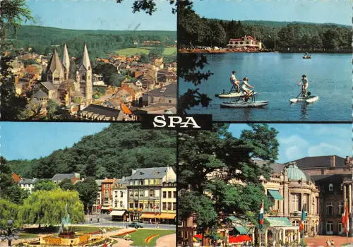 B108718 Belgien Andenken an Spa Eglise Kirche Park Brunnen See Boote