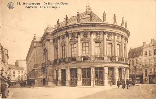 B107355 Belgien Antwerpen De Fransche Opera Francais Statuen Echtfoto UK