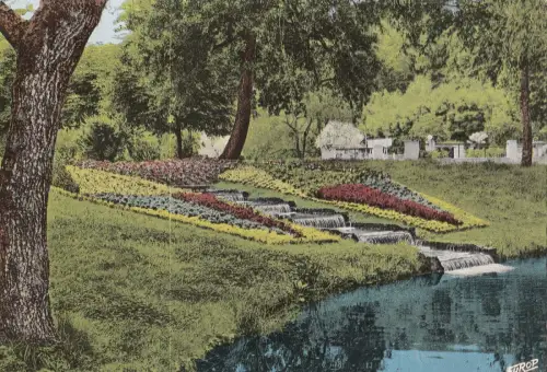 BF19731 bains les bains vosges cascade fleurie france front/back image