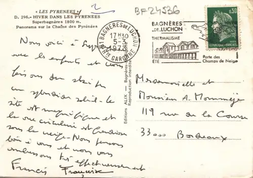 BF24536 superbagneres hiver dans les pyrenees france front/back image