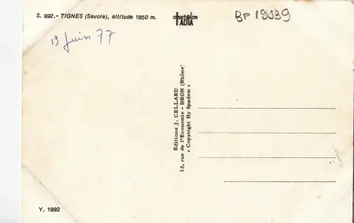 BF19539 tignes savoie france front/back image