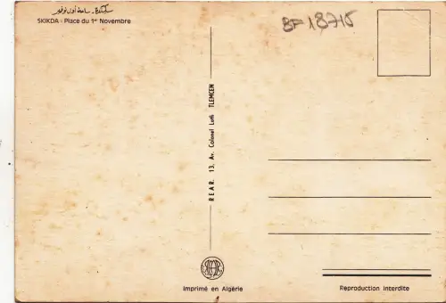 BF18715 slikda place du 1 novembre algeria front/back image
