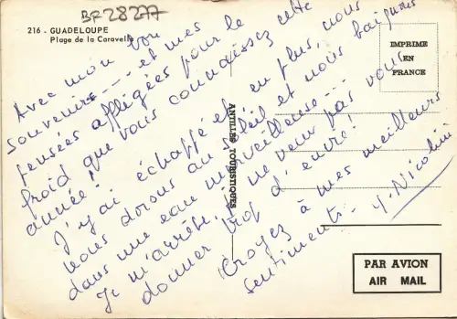 BF28277 guadeloupe plage de la caravelle caribbean islands front/back image