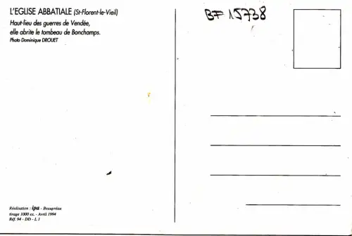 BF15738 l eglise abbatiale st flerent le vieil vendee france front/back image