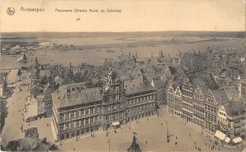 B107000 Belgien Antwerpen Panorama Groote Markt en Schelde