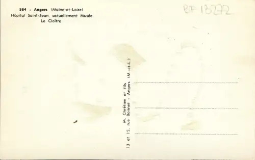 BF13272 hopital saint jean le cloitre angers france front/back image
