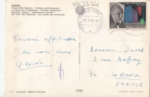 BF23361 firenze piazza della signoria italy front/back image