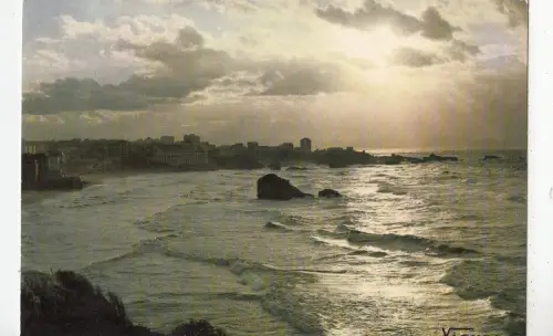 BF21017 coucher de soleil sur biarritz france front/back image