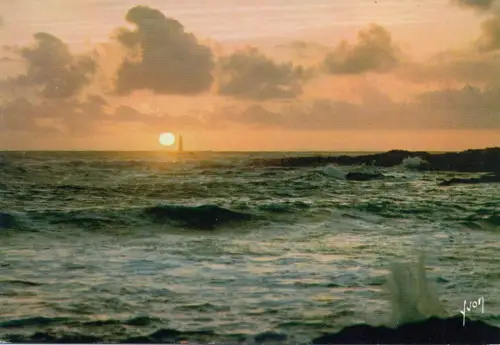 BF13851 les sables d olonne coucher de soleil sur le de france front/back image