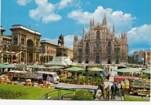 BF13769 piazza duomo mercato dei fiori milano italy front/back image