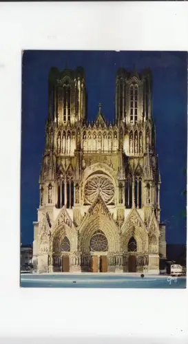 BF20988 reims marne facade de la catehrale illuminee france front/back image