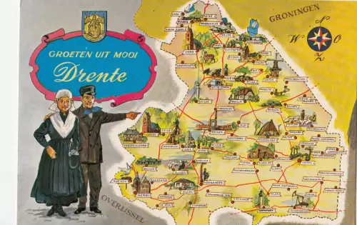 BF12866 drente map cartes geographiques netherland types front/back image