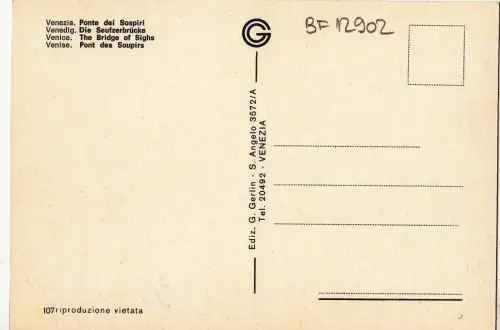 BF12902 ponte dei sospiri venezia italy front/back image