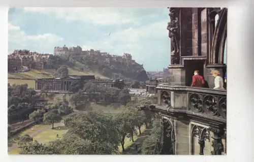 BF29962 edinburgh castle from scott monument scotalnd UK front/back image