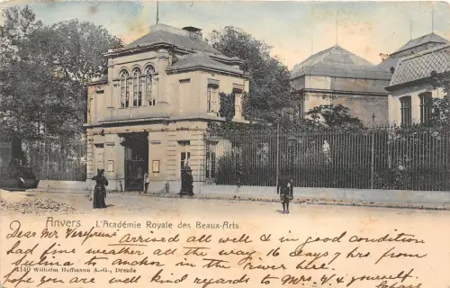 B0736 Belgien Anvers Academie Royale des Beaux Art gebraucht 1905 Front/Back Scan