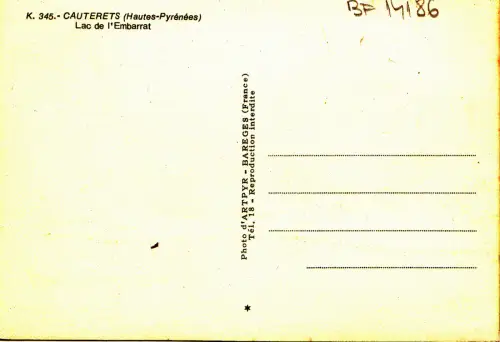 BF14186 cauterets h p lac de l embarrat france front/back image